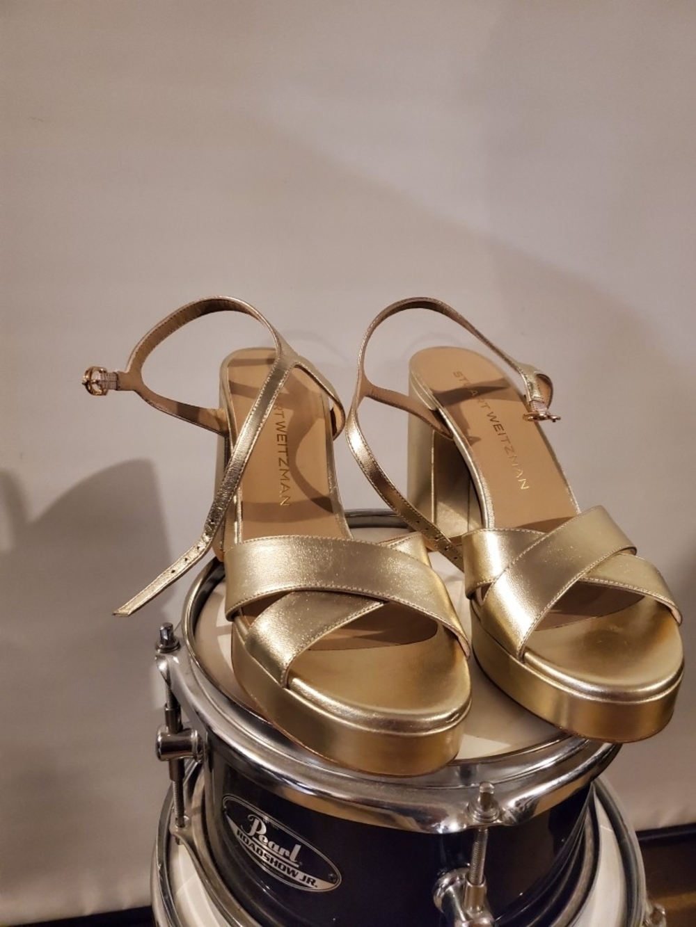 Stuart Weitzman Metallic Gold Platform Sandals